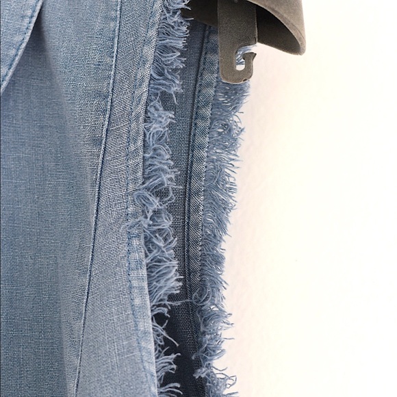 Free People Collared Linen Blend tunic Blue Sz M - Picture 2 of 7